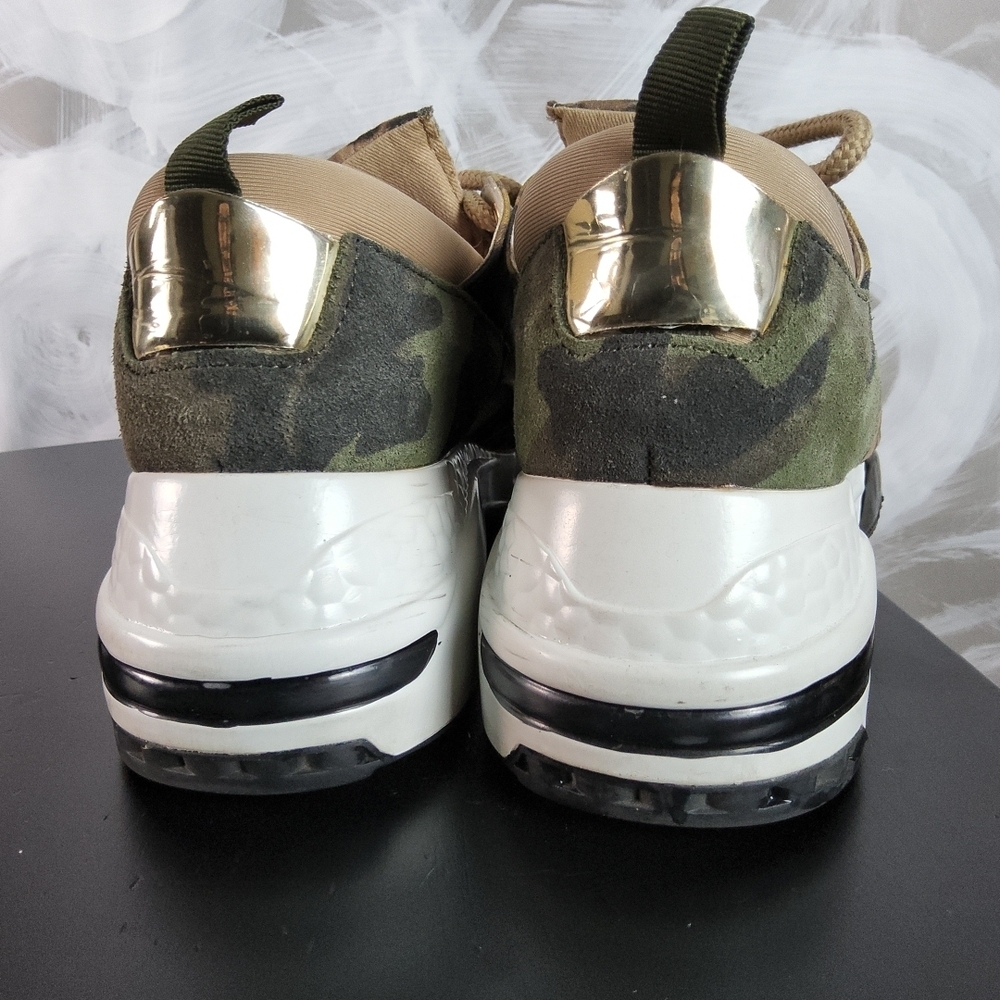 STEVE MADDEN Wmns Sz 9M Green Camo Animal Print Sneaker FashionCore Wedge Shoes - Picture 4 of 11